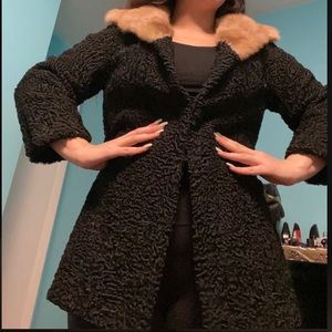 Persian Lamb with Mink Collar Coat